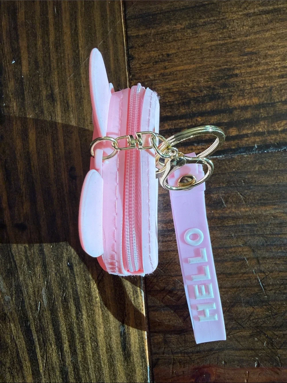 Kawaii-Themed Keychain & Zippered Coin Pouch w/Goldtone Ring